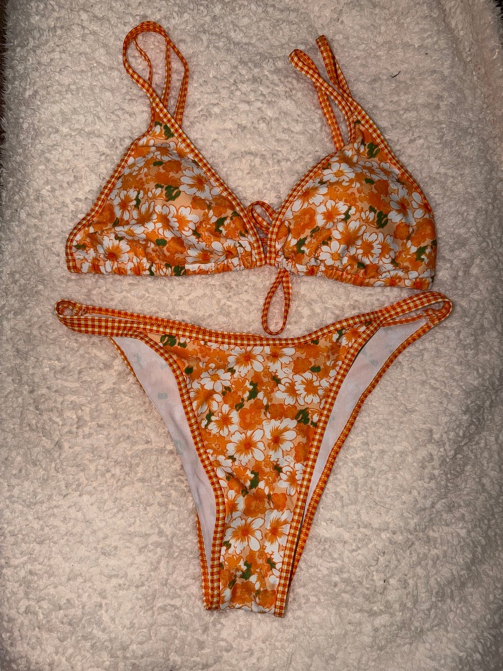 SHEIN Orange Floral Two-Piece Bikini Set